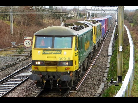Freightliner 90016 & 90049 - 4M27 Containers, Balshaw Lane Jn 04/04/18.