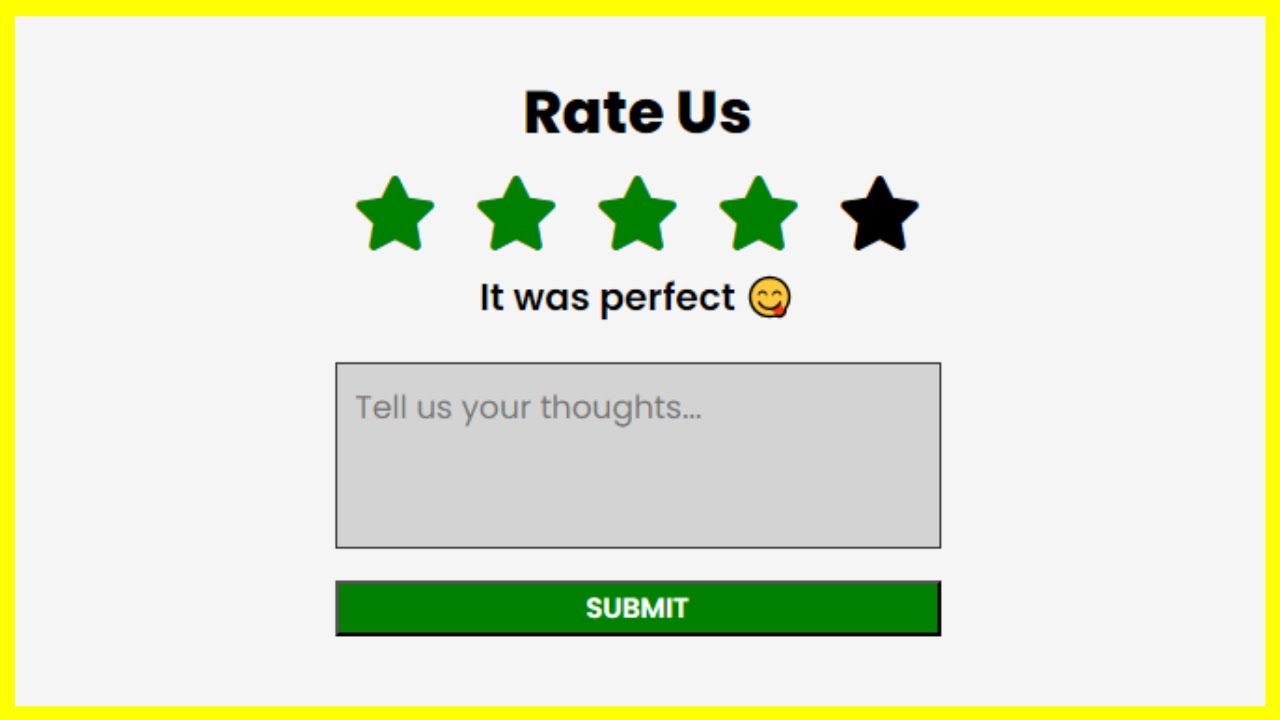 Star Rating System with Emoji using HTML, CSS, and JavaScript | Use it on a Website | step by step