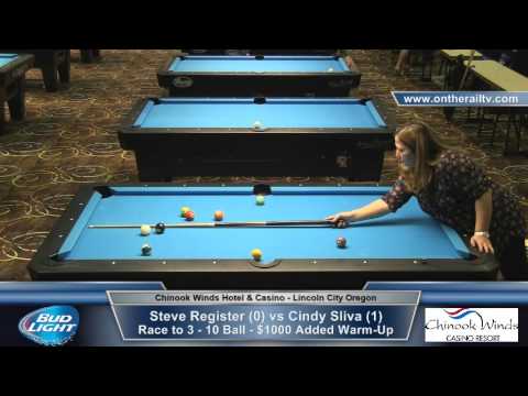 CWO Warm up 10 Ball - Steve Register vs Cindy Sliva