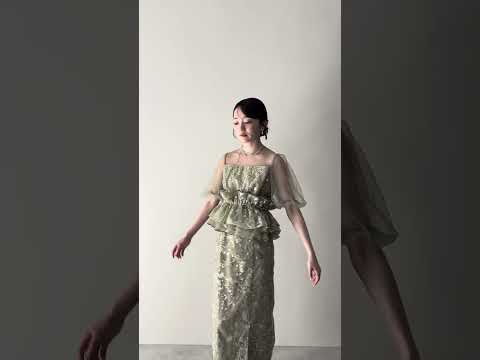 グリーンの3wayチュールスパンコールドレス 動画