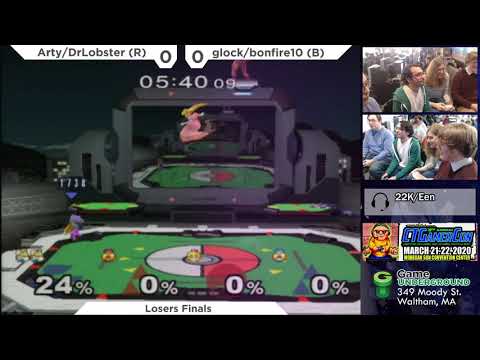 N.E. Melee Arcadian 7 - glock/bonfire10 (Blue) vs. DrLobster/Arty (Red) - SSBM Doubles LF