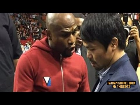MAYWEATHER & PACQUIAO FACE TO FACE AT HEAT GAME EXCHANGE NUMBERS!!!