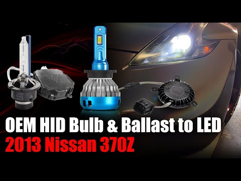 Nissan 370Z 2013 OEM HID Headlight Bulbs to LED Conversion Kit, Plug & Play Install
