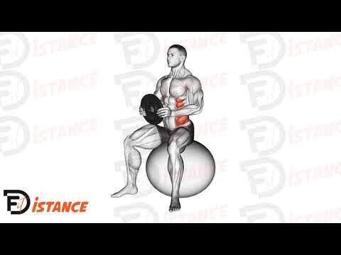 Exercice Twist assis avec poids sur sur ballon (Swiss Ball)