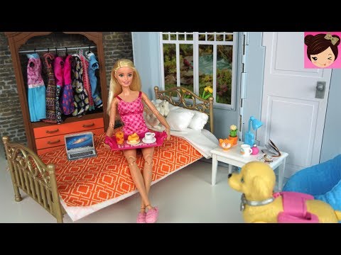 Barbie Bedroom Morning Routine Weekend Picnic BBQ Party - Ice Cream Bike Toy for Kids