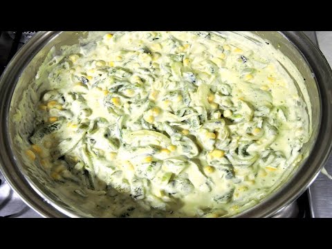 CHILES EN RAJAS CON CREMA - RAJAS DE CHILE POBLANO CON ELOTE Y CREMA | #irisCocinablog