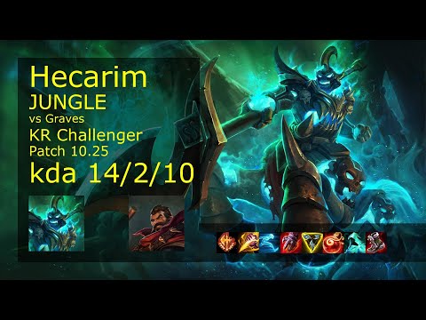 Hecarim vs Graves Jungle - KR Challenger 14/2/10 Patch 10.25 Gameplay // [롤] 헤카림 vs 그레이브즈 정글