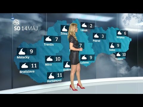 Mirka Almásy Slovakia Weather Presenter Leather dress 14 May 2016