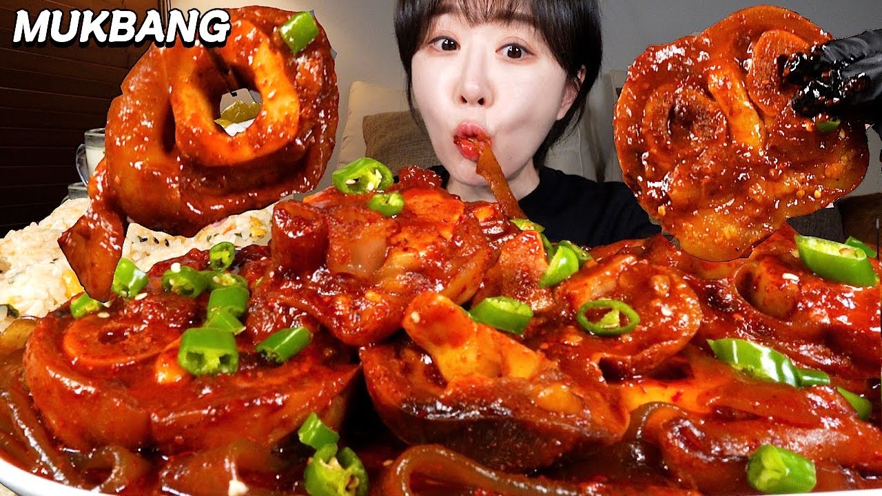 💗역대급 맛있었던 매운 우족찜..🤤🔥계란주먹밥, 동치미랑 먹방 Spicy braised beef feet, Egg rice balls, Dongchimi