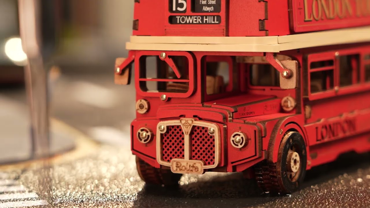 RoboTime 3D drevená skladačka Londýnsky double-decker