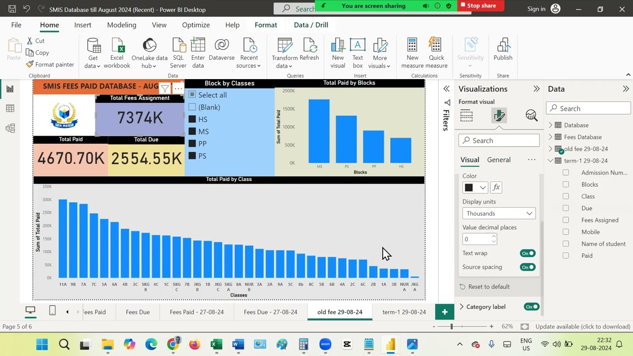 Fees Data   29 08 24