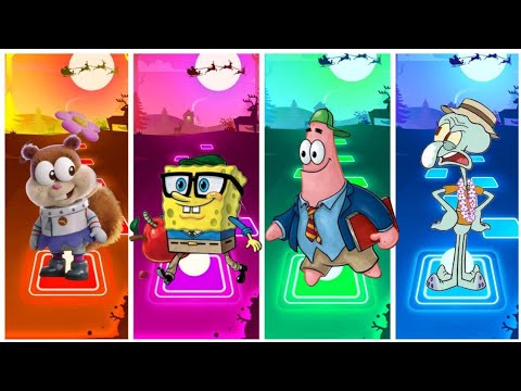 Sandy cheeks vs SpongeBob vs Patrick star vs Squidward tentacles⚓ Tiles Hop #spongebob #tileshop