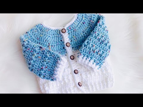 EASY CROCHET Baby sweater, coat or jacket UNISEX pattern UP TO 2 YRS - Thomas Cardigan