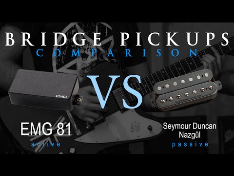 EMG 81 vs SEYMOUR DUNCAN NAZGUL - Active Passive Bridge Pickup Metal Tone Comparison / Review