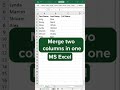 Merge OR Concatenate two columns in Ms Excel