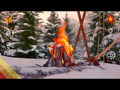 Winter ski trip 🔥 CAMPFIRE (10 hours - mid-roll ads turned off)