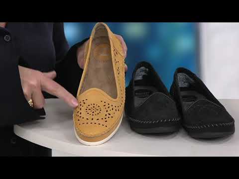 Earth Origins Leather Cutout Slip-On Shoes - Lark Lindsey on QVC