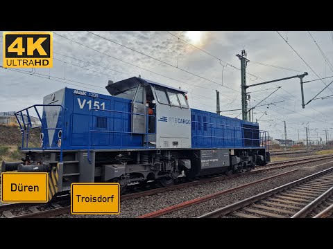 【4K】 Führerstandsmitfahrt Düren BF  nach Troisdorf über Horem, Ehrenfeld ,   Köln HBF