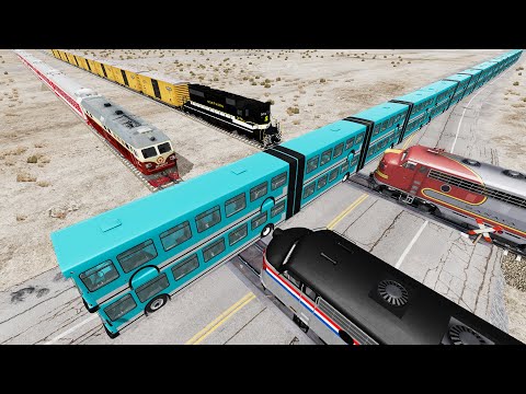 Long Articulated Bus Accident on Rail #101 - Beamng.Drive | Dancing Cars