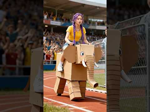 Rumi vs Mira: Cardboard Elephant vs Robot Elephant Battle! 🐘⚔️  #rumi #mira #aishorts