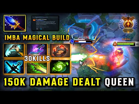 WTF 150K DAMAGE DEALT QUEEN LIna 30Kills With Full Magical Build One Combo Instant Kill DOTA 2