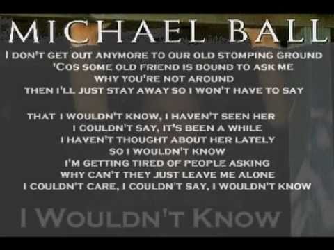 Michael Ball - I Wouldn't Know ( + lyrics 1994)