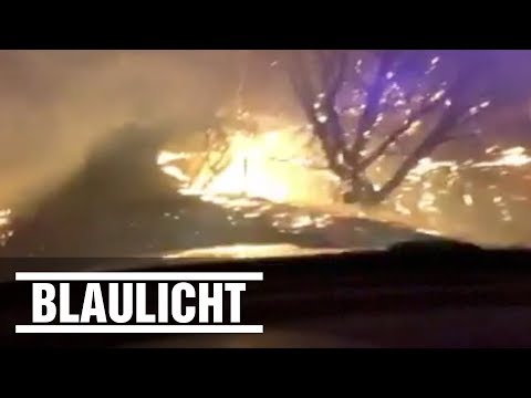 Kalifornien - Polizist fährt durch die Feuer-Hölle / Dashcam-Video