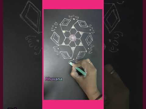 Flower Kolam with dots#shorts #muggulu#பூக்கோலம்#with 7*4dots # kolams#indianart #rangoli #designs