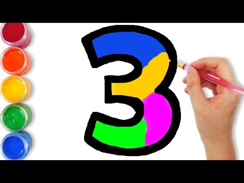 Colorful NUMBERS THREE for kids