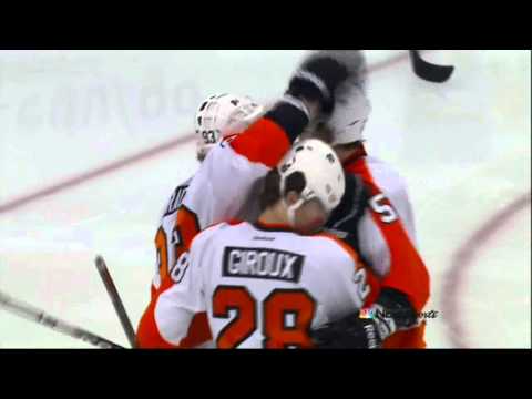 Jakub Voracek 2nd goal of hat trick Feb 20 2013 Philadelphia Flyers vs Pittsburgh Penguins NHL
