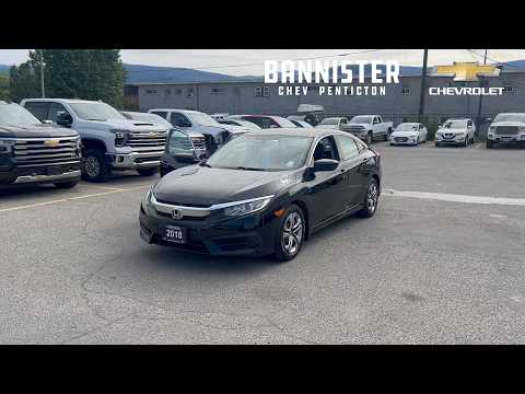2018 Honda Civic Sedan LX CVT Sedan in Black for sale at Bannister Chevrolet Penticton in Penticton, BC