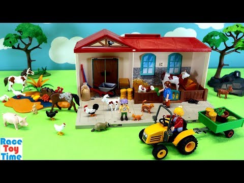 Playmobil Country Take Along Farm Stable Playset with Fun Animals Toys For Kids