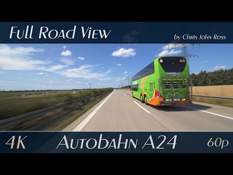 Autobahn (A24), Germany: Wittenburg - Zarrentin - Gallin - 4K (2160p/60p) Ultra HD