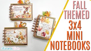 Fall 3x4 Mini Notebook using SCRAPS from 8x8 Paper Pack Autumn Greetings G45, 3x4 Mini Album Journal