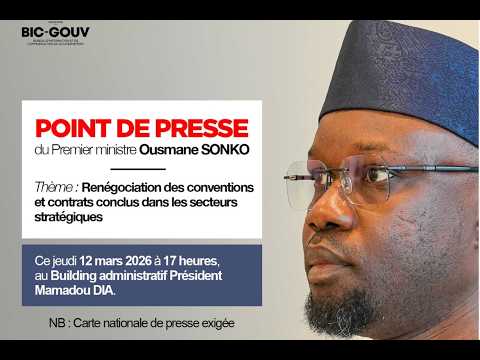 BUILDING ADMINISTRATIF : POINT DE PRESSE DU PM OUSMANE SONKO - JEUDI 12 MARS 2026