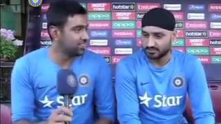 Ashwin teaching Tamil to Harbajan Singh