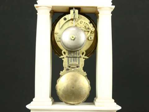 French Hand Carved Alabaster & Bronze 3 Pc. Antique 1840 Mantel Clock Set #24869