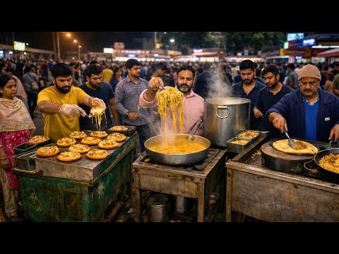 Busy Indian Food Street Cooking for Hundreds | Street Pizza, Noodles & Egg Rolls