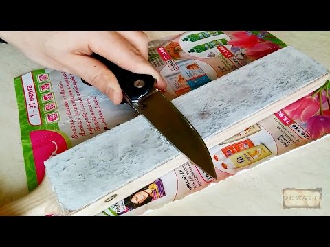 Нанесение белой пасты Dialux на доску (досточку) для правки ножей со спиртом
