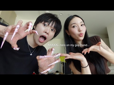 24 hours with THE LONGEST nails on my GUY FRIEND
