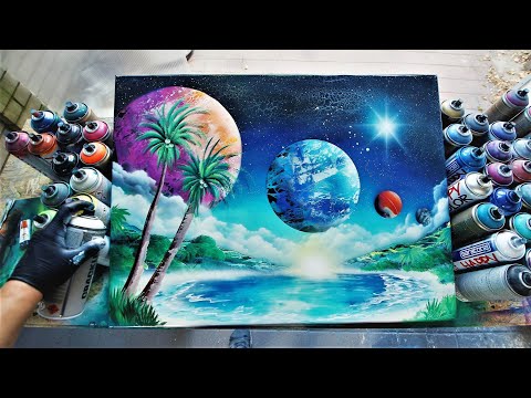 oasis in space surreal painting tutorial by skech art