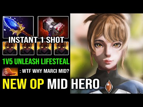 NEW OP MID HERO 1v5 Lifesteal Hard Carry Aghanim Marci Brutal Hit Like a Truck Dota 2