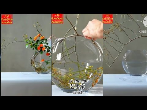 How to say An artist in Chinese made wonderful flower arrangements to wow viewers and delivered his