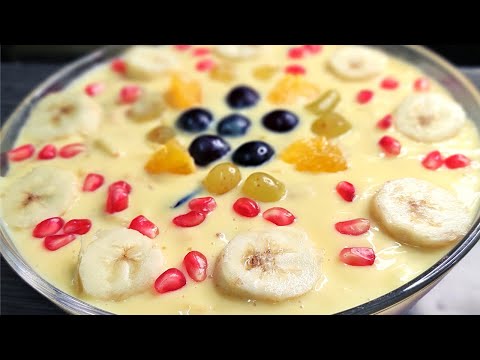 FRUIT CUSTARD RECIPE - फ्रूट कस्टर्ड रेसिपी - CREAMY DESERT -  - HOW TO MAKE CUSTARD - FRUIT SALAD .