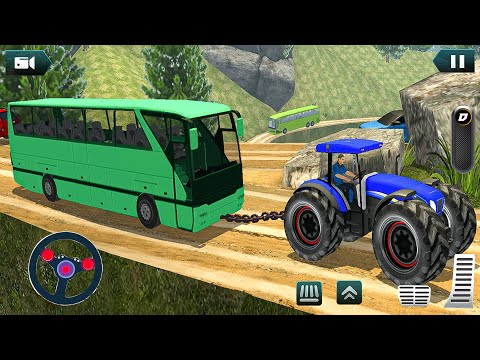 Offroad Towing Chained Tractor Bus Pull  - Tow Truck Rescue Simulator