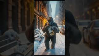 Gorilla Gives Vodka to Homeless Man in Winter – You Won’t Believe His Reaction! 🥶😂