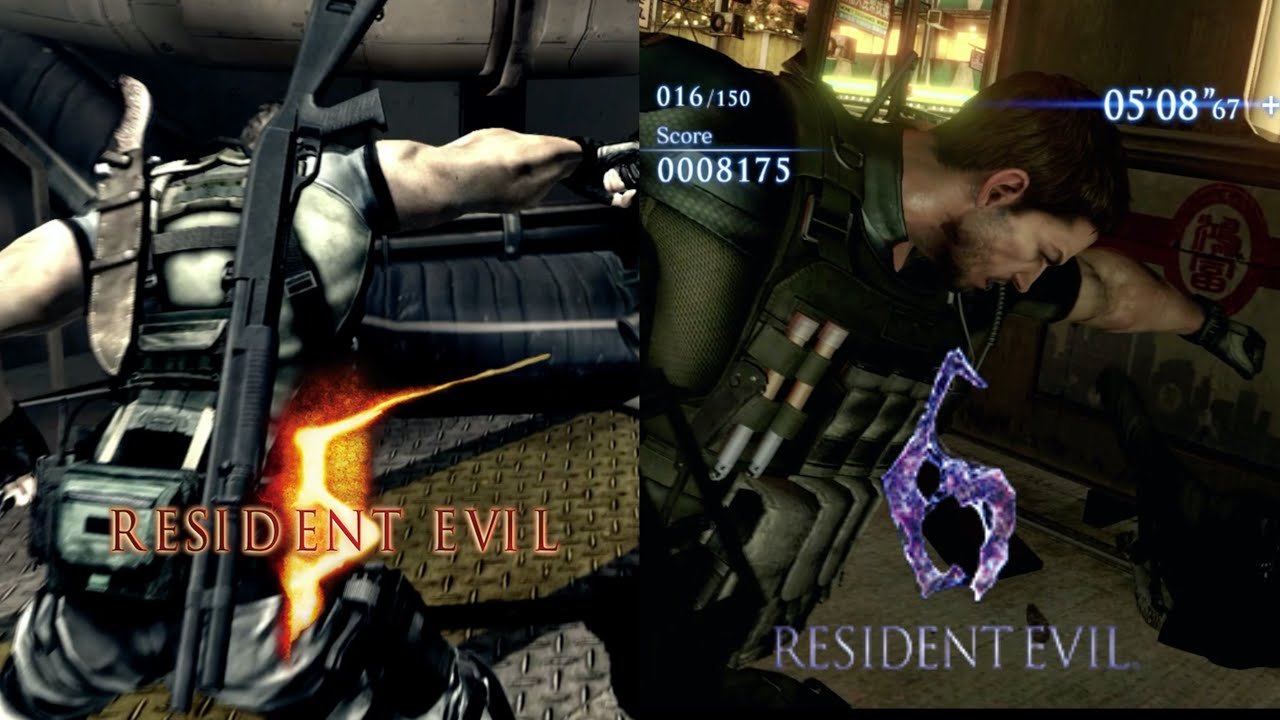 Resident Evil 5 vs Resident Evil 6 melee attack moves comparison / バイオハザード5 vs バイオハザード6 体術モーション比較