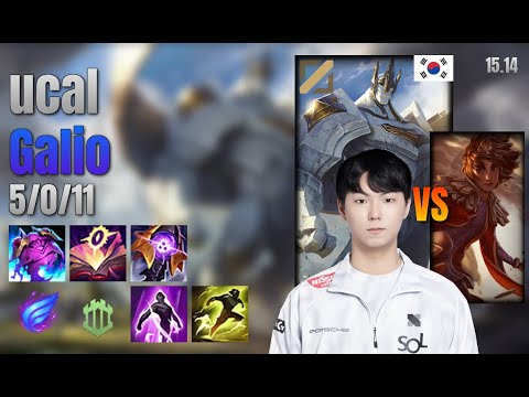 ucal Mid Galio vs Taliyah lol KR solo rank Full Game 15.14 | 유칼 갈리오 vs 탈리야