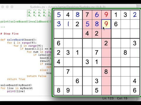 Using Backtracking to solve Sudoku - Python Solution