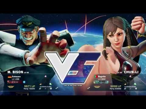 Zuhauen (M.Bison) vs Ragnite (Chun-li) - Street Fighter 5 causal match
